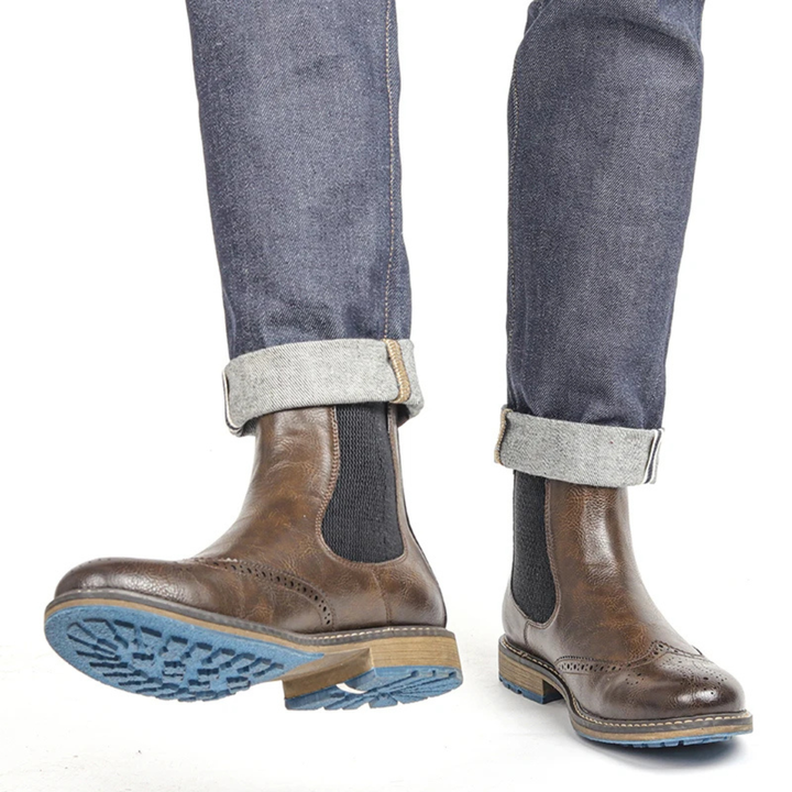 Monopoli | Herre klassisk Brogue Slip On Chelsea-støvler