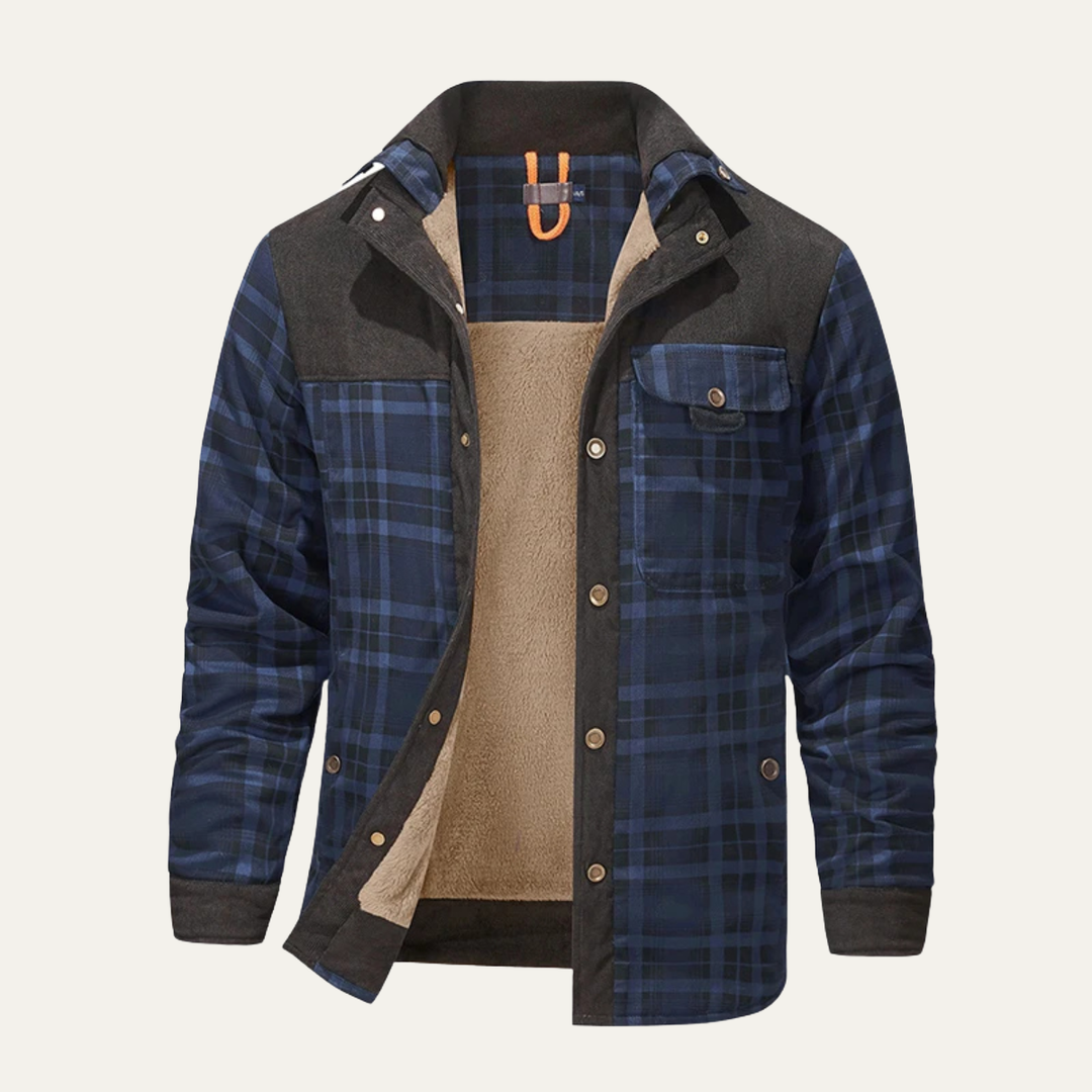 Freja Andersen | Herre Stylish Plaid Flannel jakke med Multi Pocket