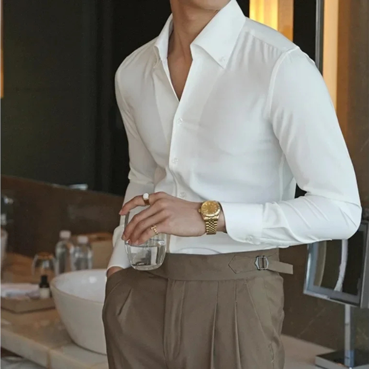 Freja Andersen | Herre italiensk krave knaplukning skjorte - hvid