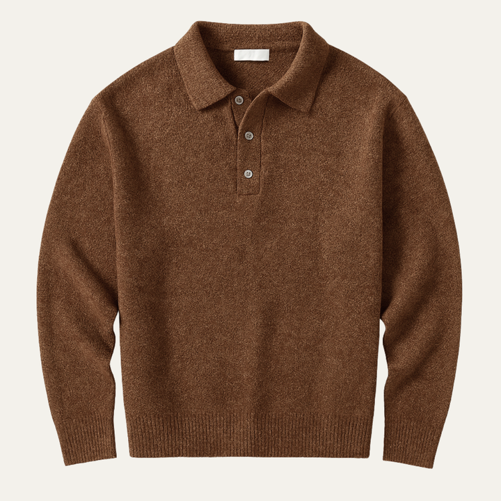 Freja Andersen | Herre trendy blød strik polo kashmir trøje