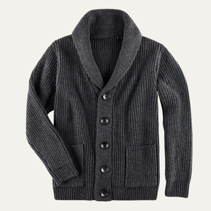 Freja Andersen | Herre Shawl krave strik knaplukning uld cardigan