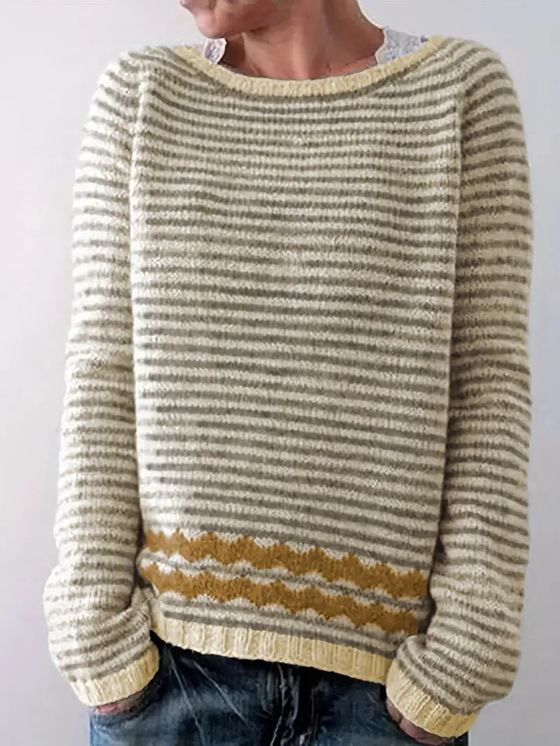 Afslappet sweater til kvinder med subtile striber — 3