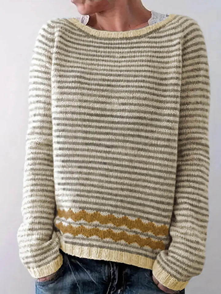 Afslappet sweater til kvinder med subtile striber — 3