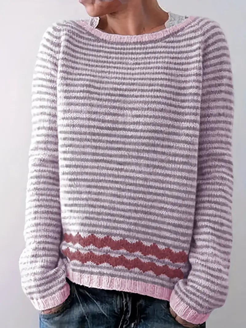 Afslappet sweater til kvinder med subtile striber — 1