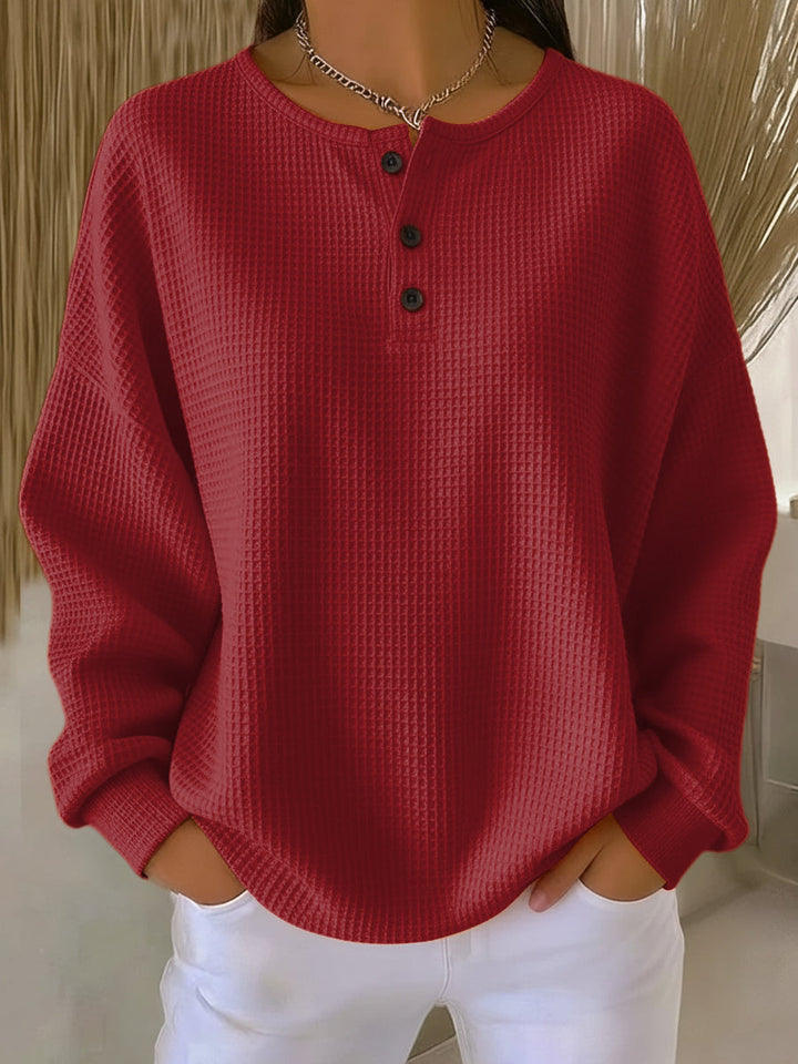Mirabel™ | Hyggelig vaffel Henley sweatshirt — 3