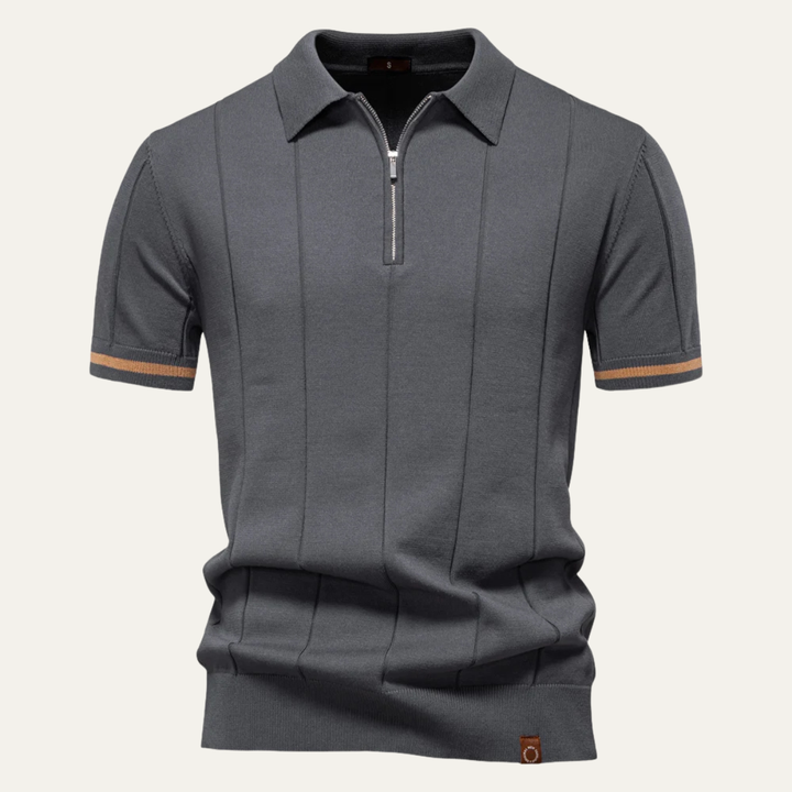 San Marino herre Zip Up slim fit poloshirt