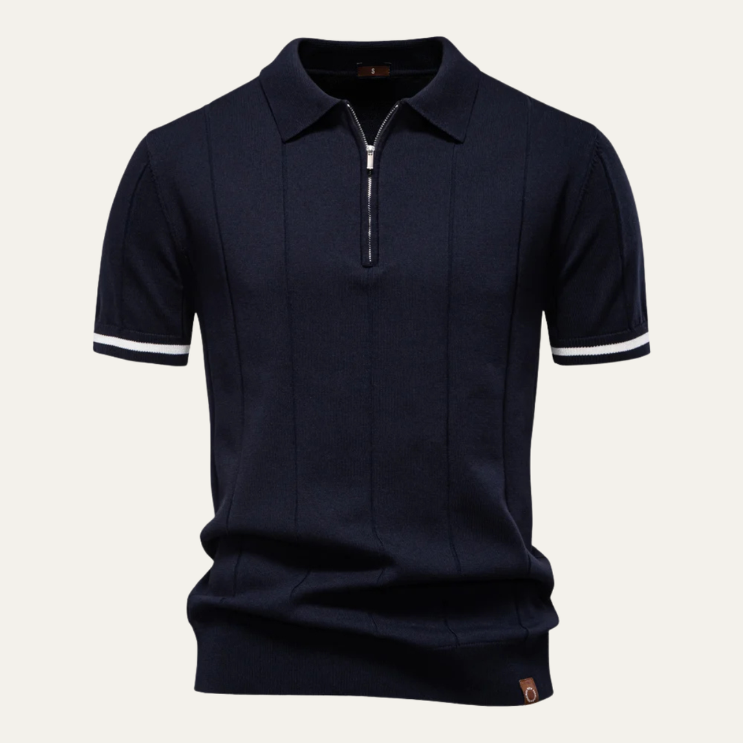 San Marino herre Zip Up slim fit poloshirt