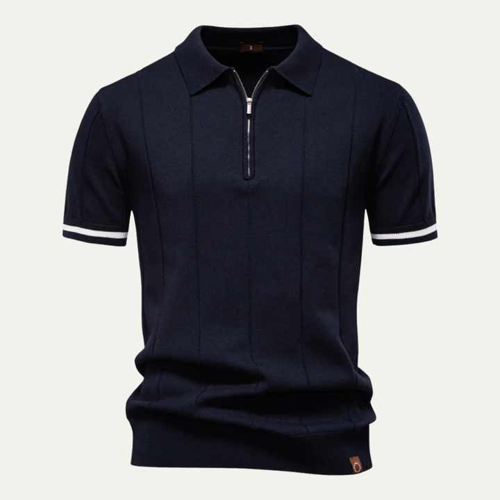 San Marino herre Zip Up slim fit poloshirt