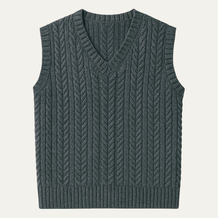 Freja Andersen | Herre varm Cable strikket V-hals trøje Vest