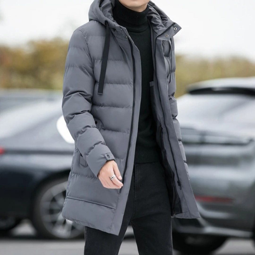 Freja Andersen | Herre Stylish Longline sort puffer frakke