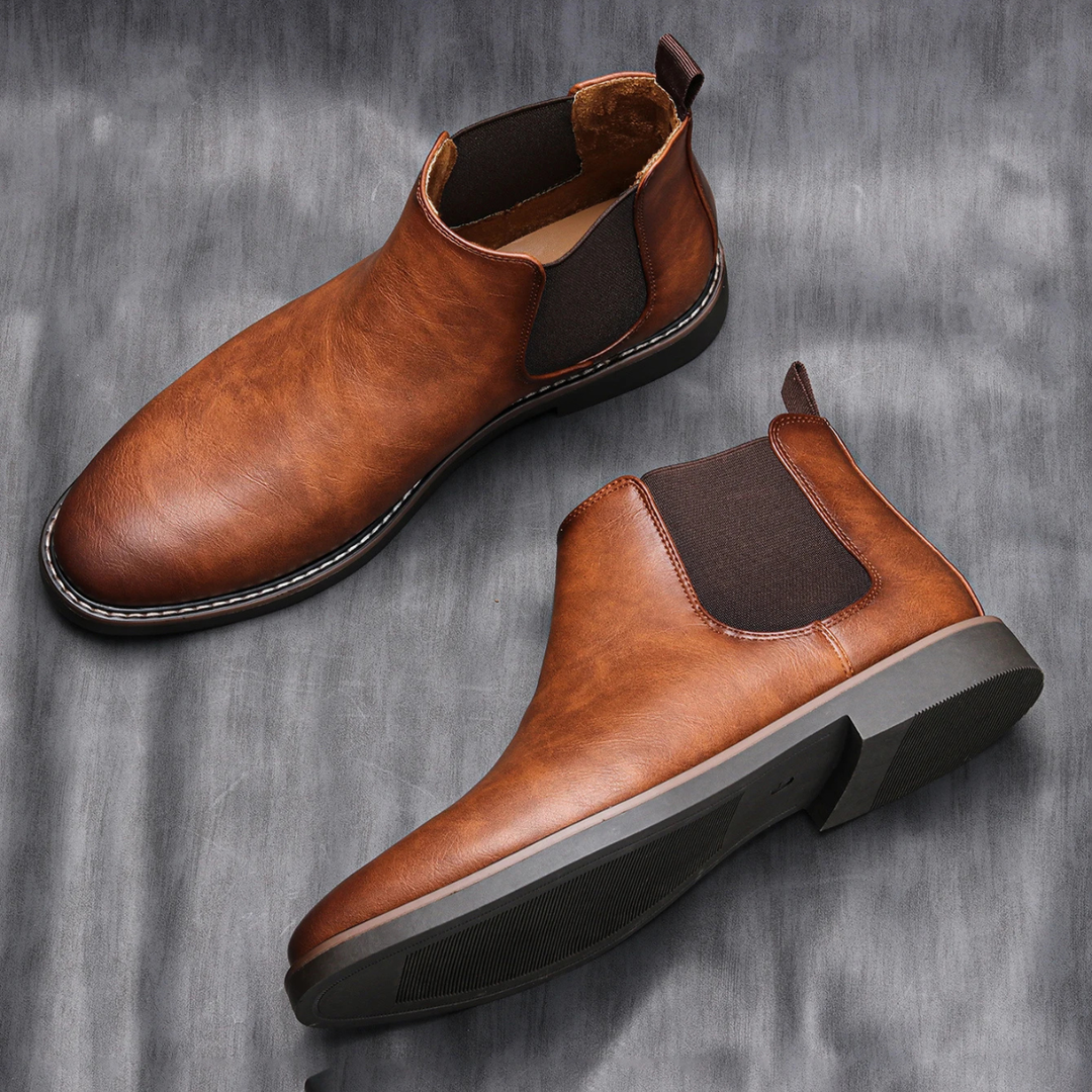 Mantova | Herre klassisk Retro Slip On Ankle læder Chelsea-støvler