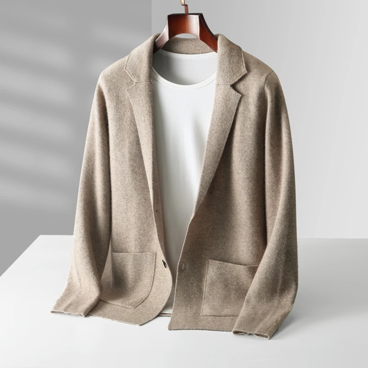Freja Andersen | Herre blød jakkesæt krave merino uld strik cardigan