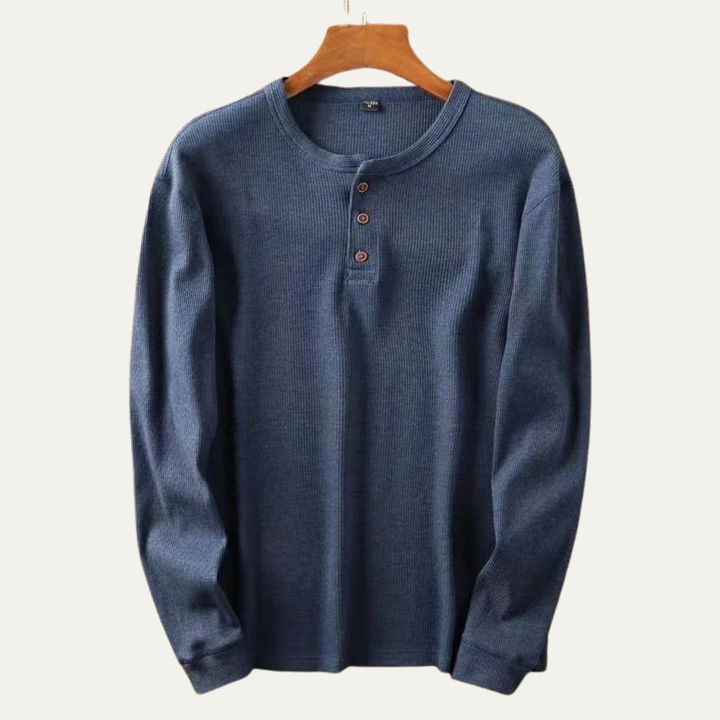 Glenhurst Park herre slim fit Thermal bomuld Waffle strik Henley skjorte