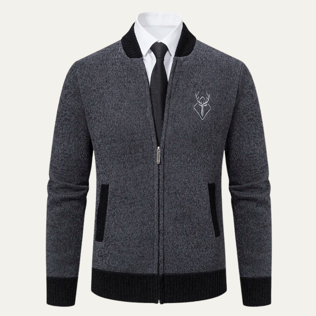Clapham | Herre Embroidered stilren strik Zip trøje
