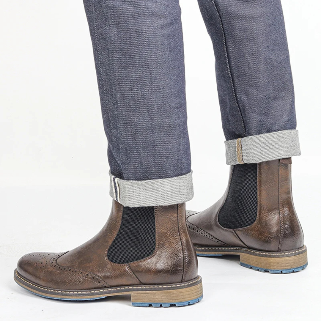 Monopoli | Herre klassisk Brogue Slip On Chelsea-støvler