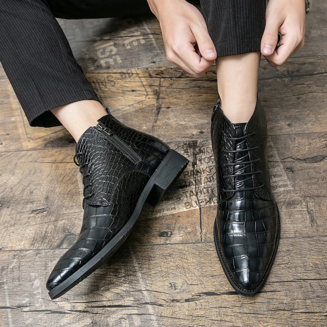 Stromboli | Herre Crocodile Pattern læder Ankle støvler - sort