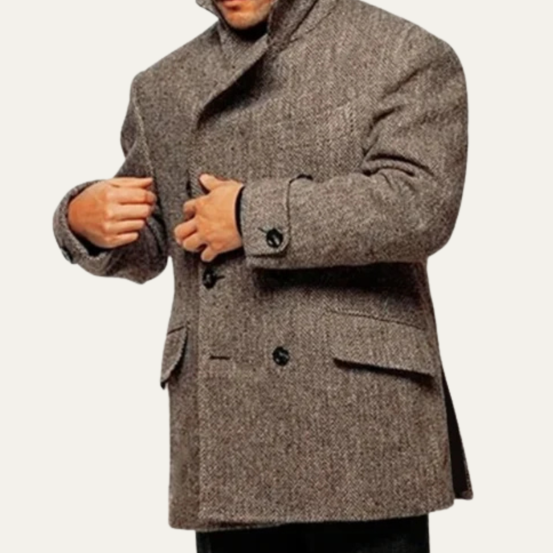 Freja Andersen | Herre vintage uldblanding dobbeltknappet tweed vinter blazer