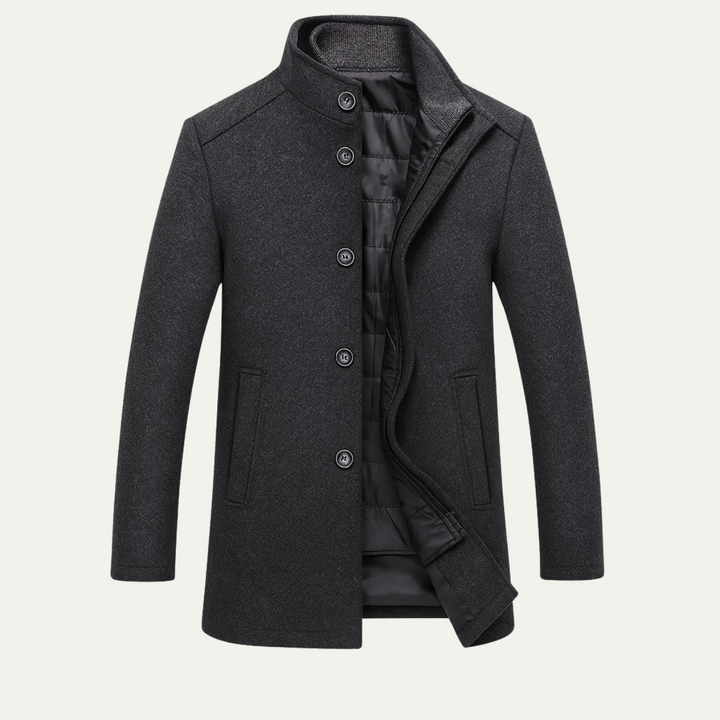 Freja Andersen | Herre uldblanding knaplukning frakke med varm Lining