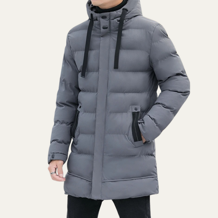 Freja Andersen | Herre Stylish Longline sort puffer frakke