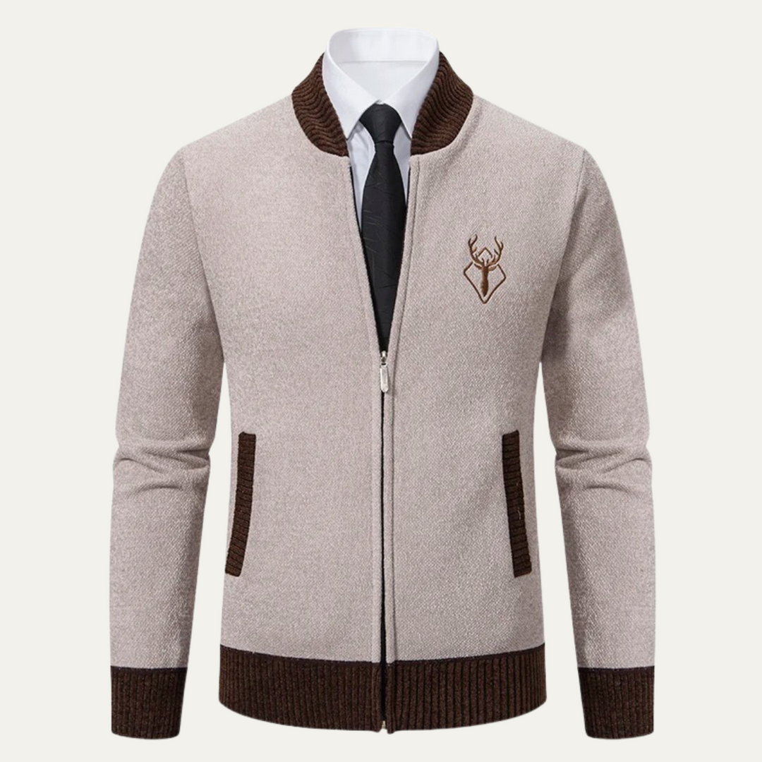 Clapham | Herre Embroidered stilren strik Zip trøje
