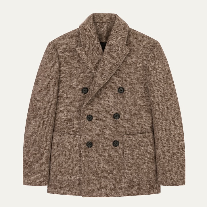 Freja Andersen | Herre vintage uldblanding dobbeltknappet tweed vinter blazer