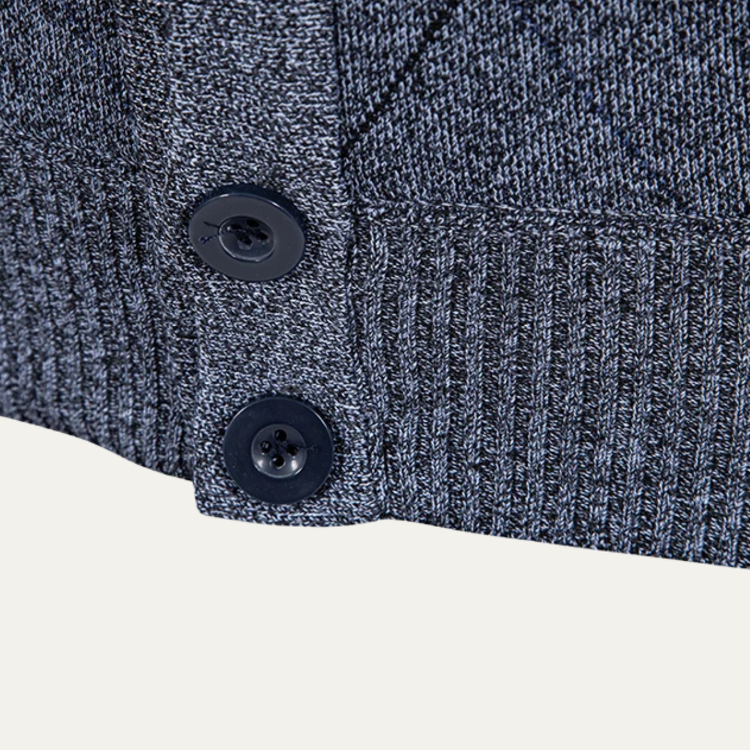Brightwood | Herre vinter Fleece strik Plaid V-hals cardigan