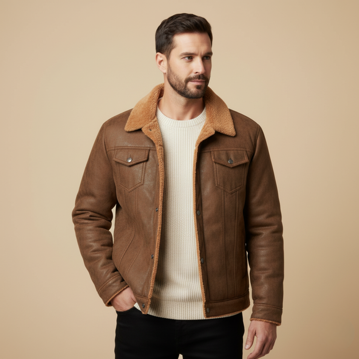 Freja Andersen | Herre Shearling vintage læder jakke