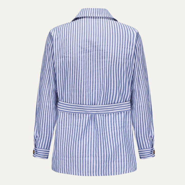 Freja Andersen | Herre Streetwear stribet knap-Down skjorte med lommer