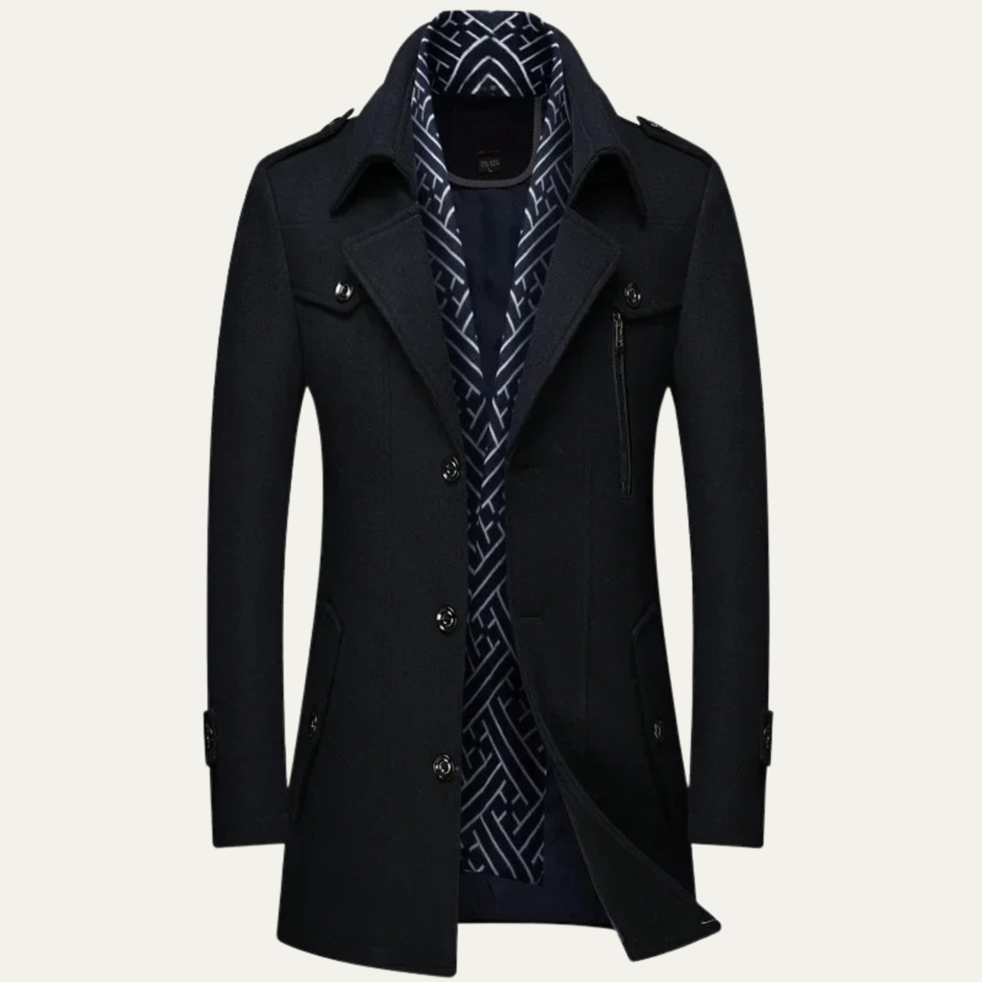 Freja Andersen | Herre uldblanding lang trenchcoat med Lapel krave