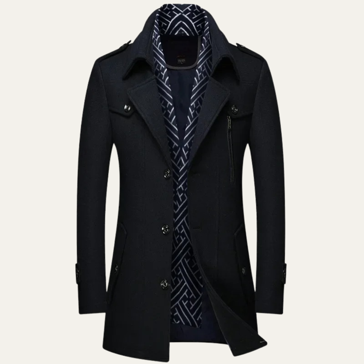 Freja Andersen | Herre uldblanding lang trenchcoat med Lapel krave