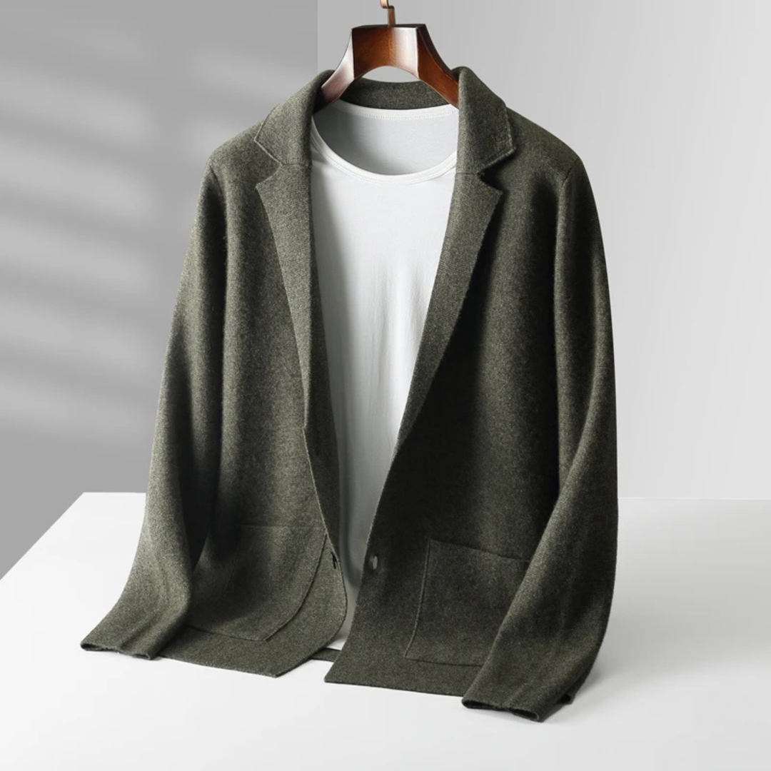 Freja Andersen | Herre blød jakkesæt krave merino uld strik cardigan