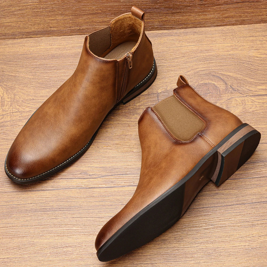Agrigento | Herre Chelsea læder Ankle støvler med Elastic Side Panels