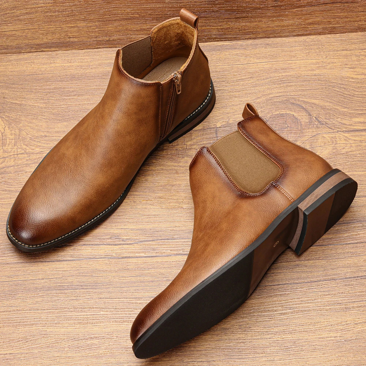 Agrigento | Herre Chelsea læder Ankle støvler med Elastic Side Panels