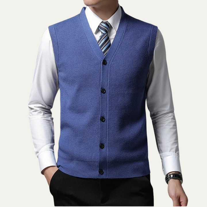 Freja Andersen | Herre stilren knap strik Waistcoat