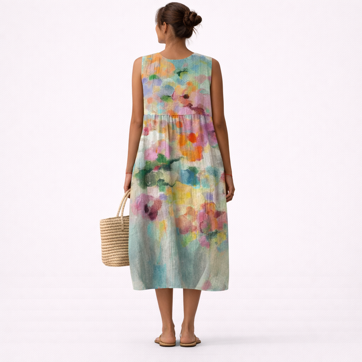 Carla™ | Elegant flerfarvet midi-kjole – billede 4