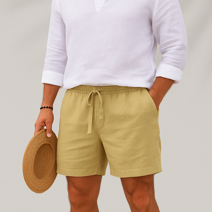 herre let afslappet pasform hør sommer shorts