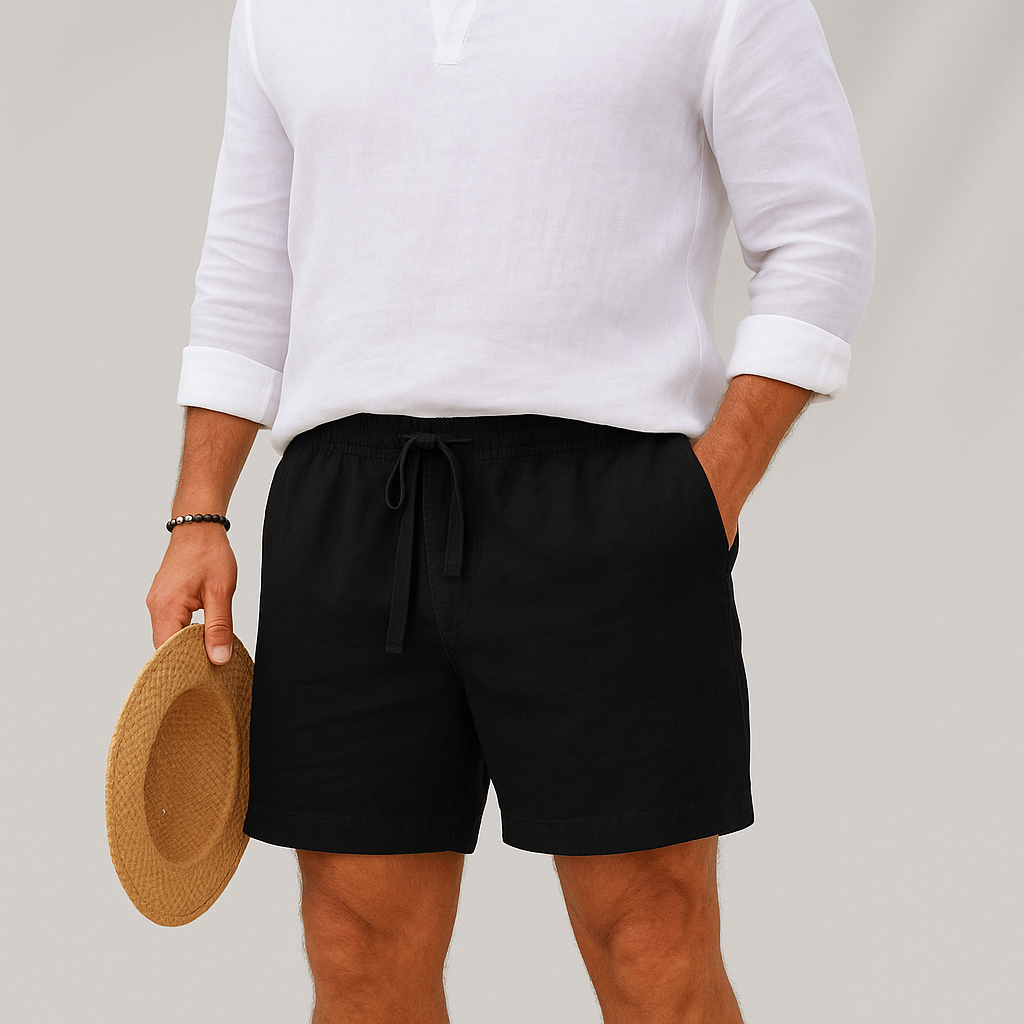 herre let afslappet pasform hør sommer shorts