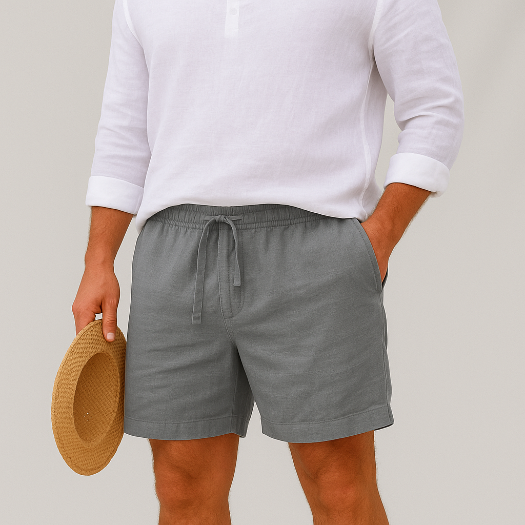 herre let afslappet pasform hør sommer shorts
