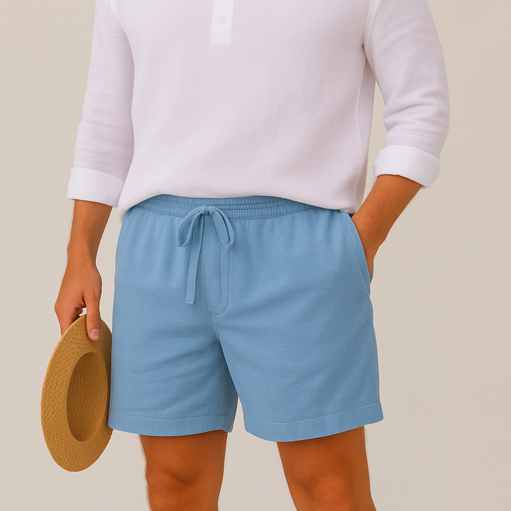 herre let afslappet pasform hør sommer shorts