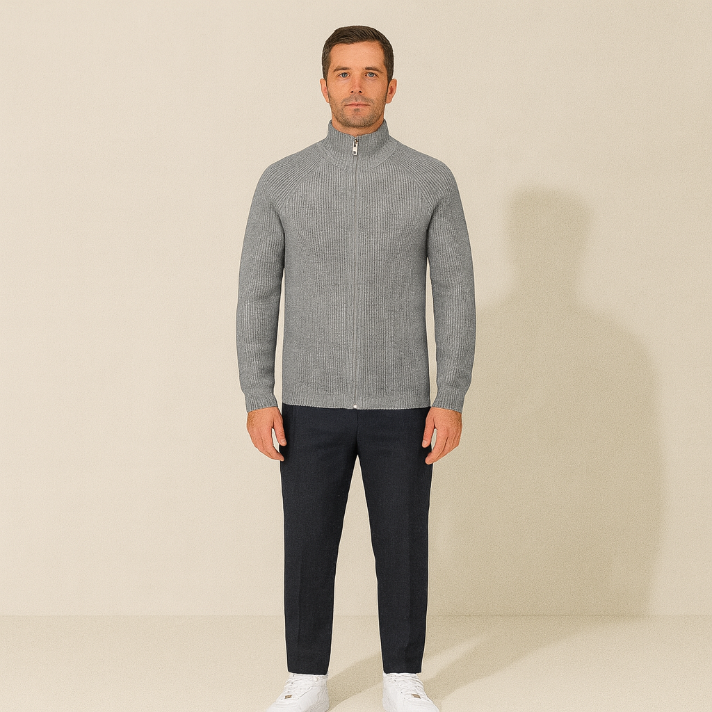 Four Seasons merino uld strikket Zip cardigan trøje til mænd