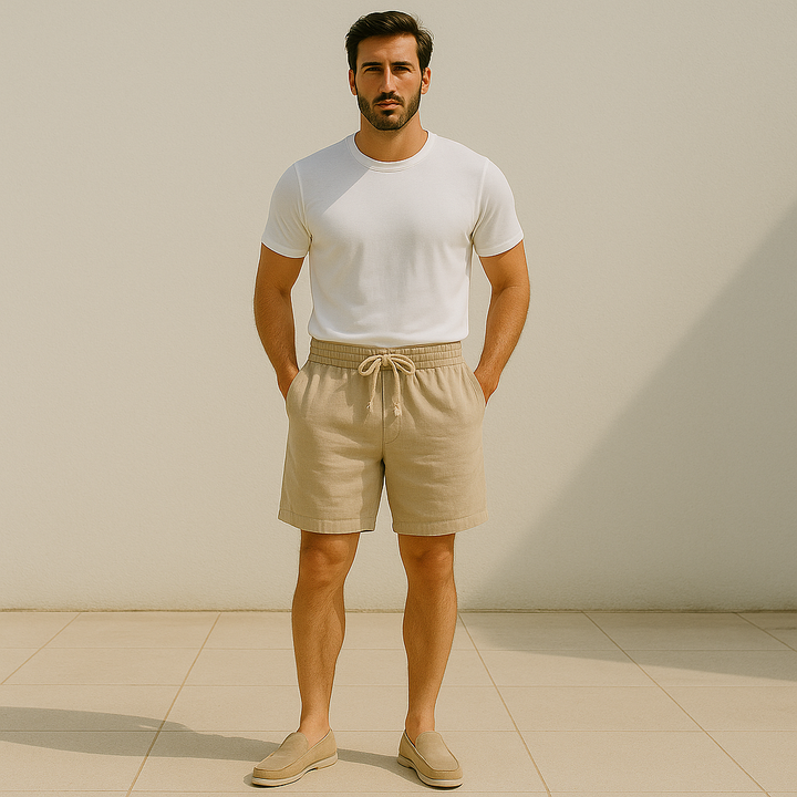 Rowley hør shorts - snøre shorts til mænd