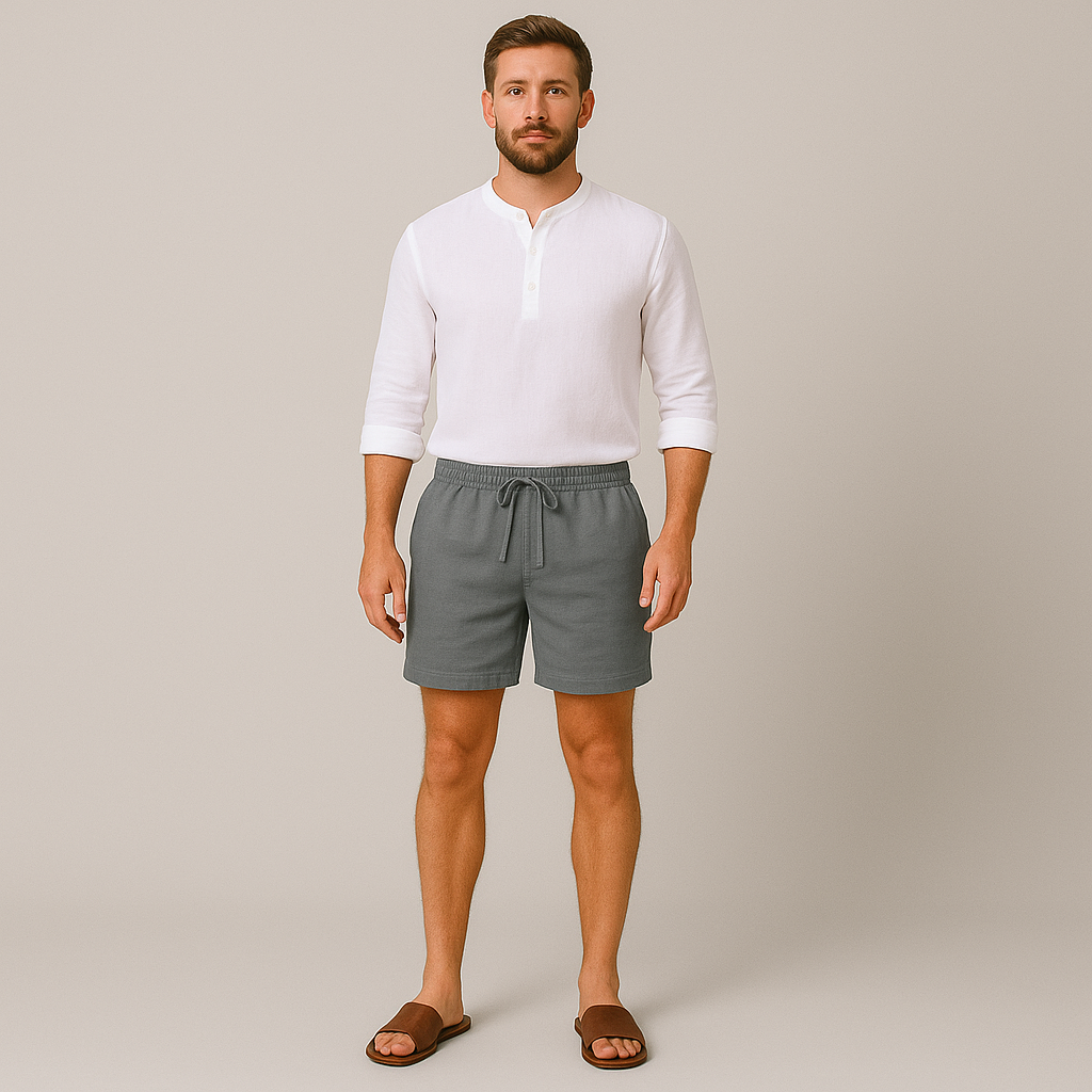 herre let afslappet pasform hør sommer shorts