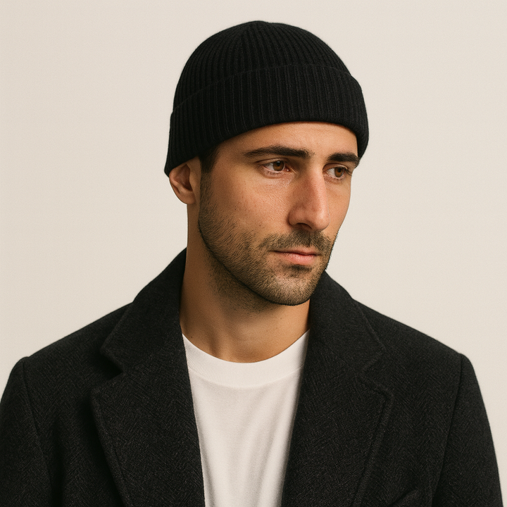 Freja Andersen | Herre blød ribstrikket kashmir Beanie