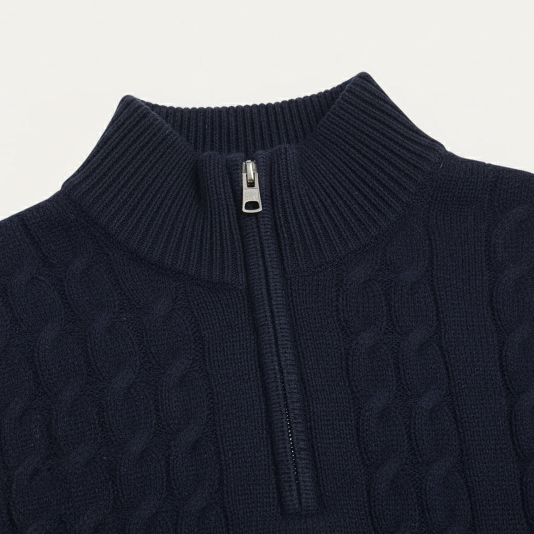 St. Moritz kabelstrik Zipper trøje til mænd - Old Money Style