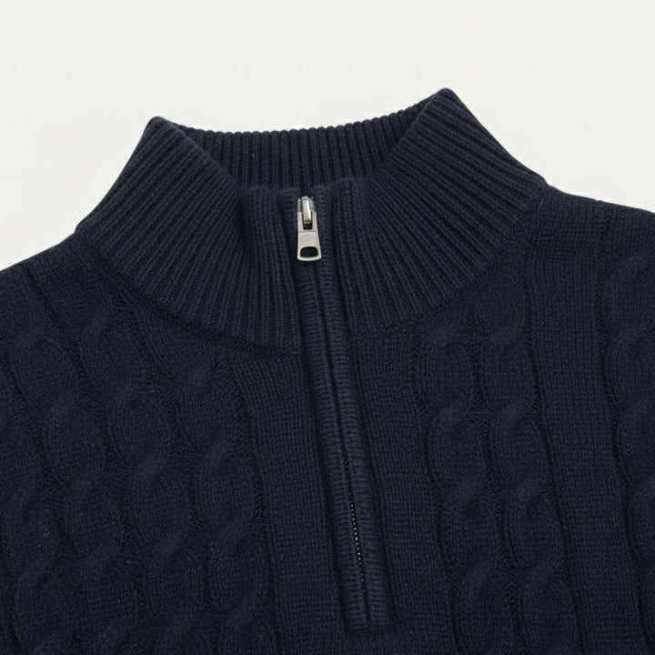 St. Moritz kabelstrik Zipper trøje til mænd - Old Money Style
