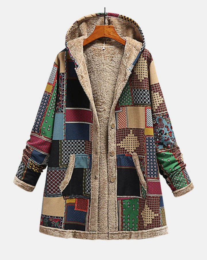 Freja Andersen | Jordnær Patchwork Hyggelig Hættejakke