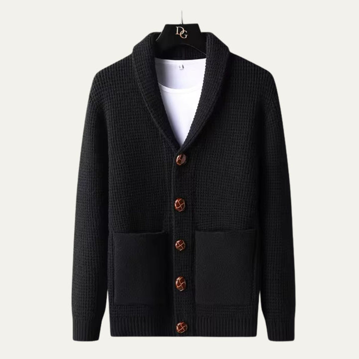 Freja Andersen | Herre knaplukning strikket Shawl krave cardigan