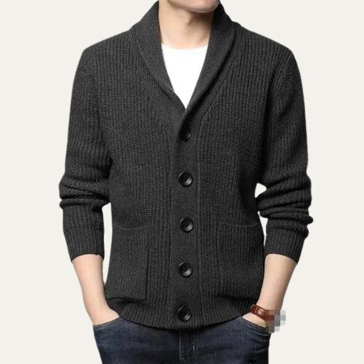 Freja Andersen | Herre knaplukning strikket Shawl krave cardigan