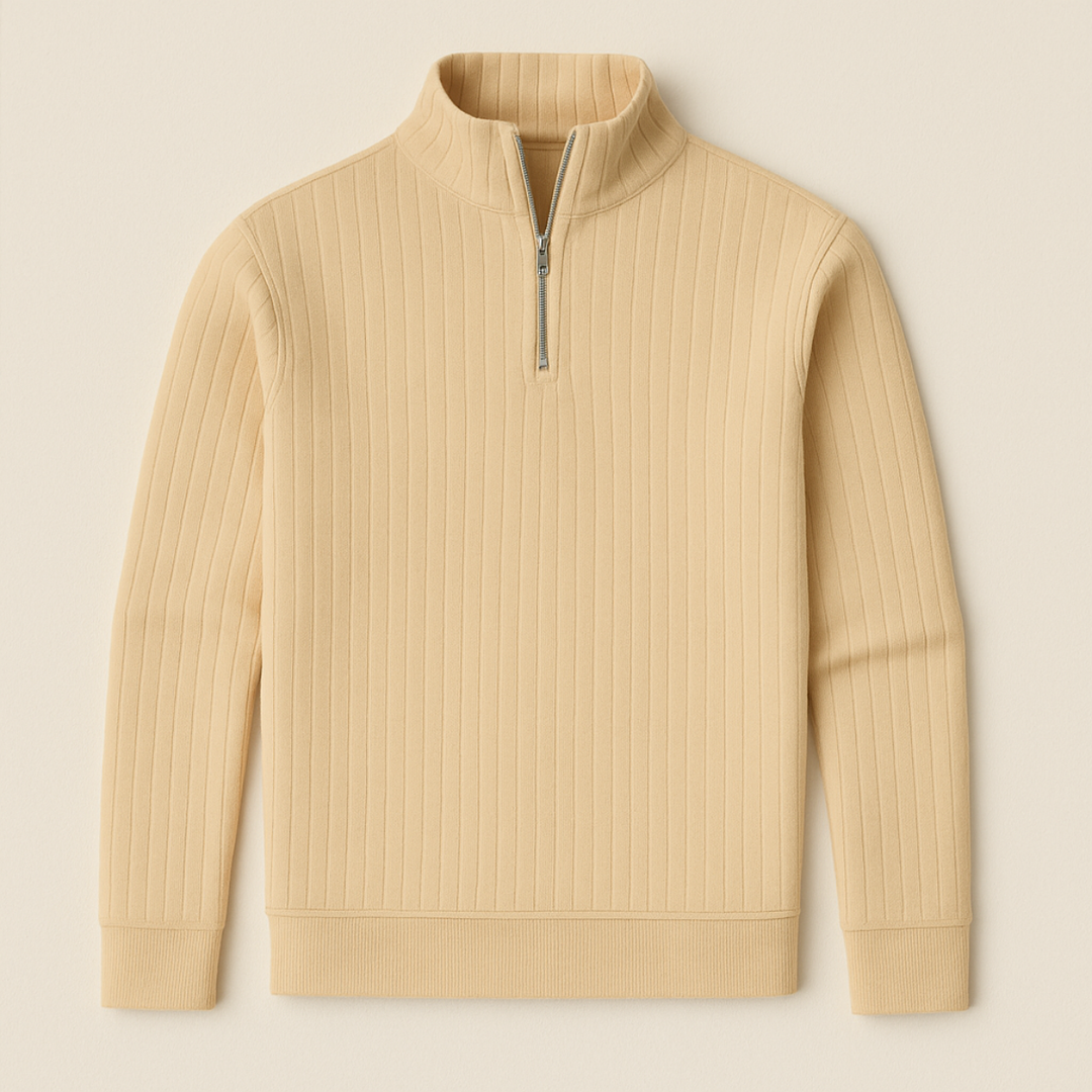 Ashford Ribbed halv lynlås trøje til mænd