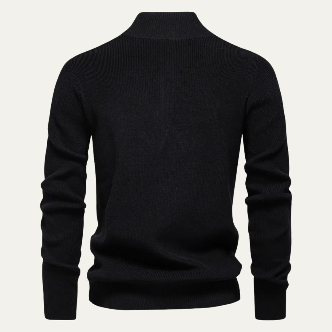 Bergamo Alta herre afslappet strik Mock Neck trøje med knap krave